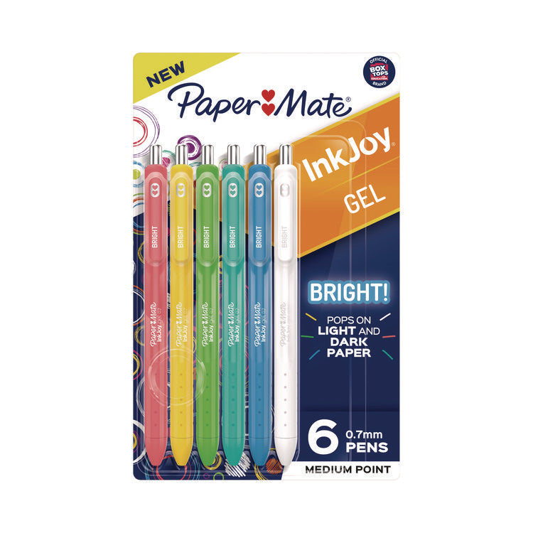 InkJoy Gel Bright Gel Pen, Retractable, Medium 0.7 mm, Assorted Ink and Barrel Colors, 6/Pack