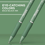 S-Gel Fashion Barrel Gel Pen, Retractable, Medium 0.7 mm, Black Ink, Green Barrel, 4/Pack