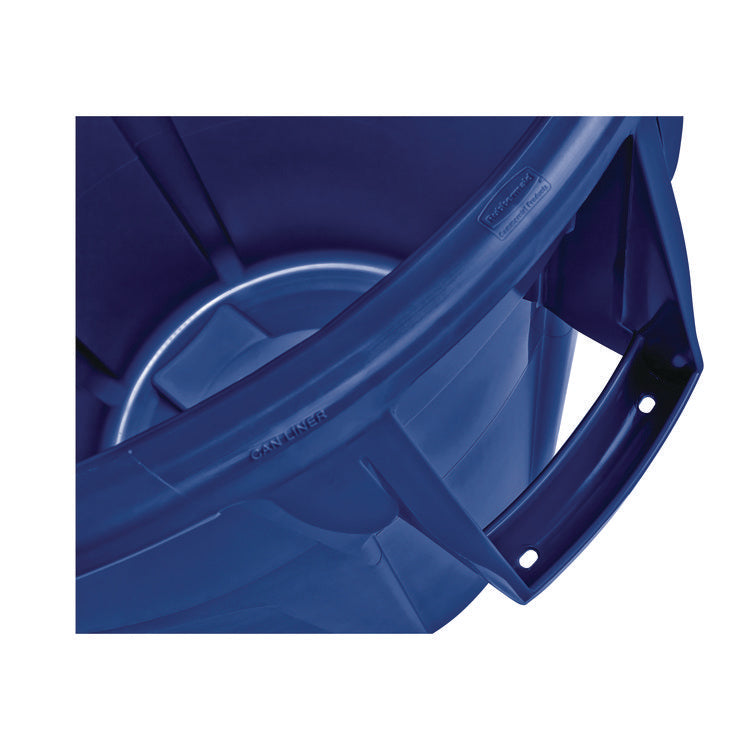 Vented Round Brute Container, 32 gal, Plastic, Blue