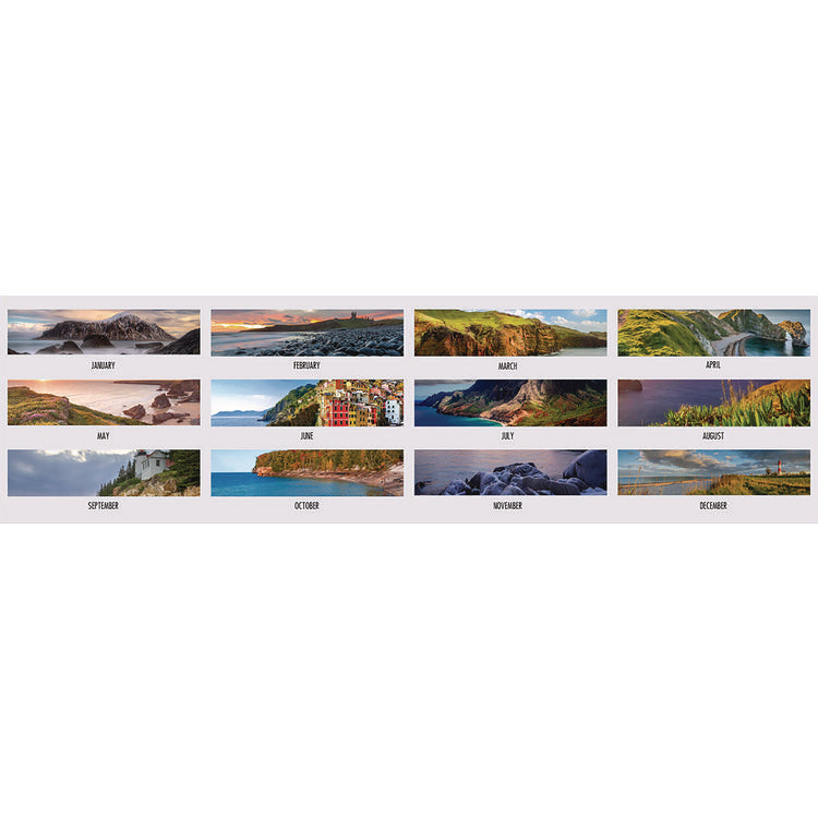 Earthscapes Recycled Monthly Desk Pad Calendar, Coastlines Photos, 18.5 x 13, Black Binding/Corners,12-Month (Jan-Dec): 2025