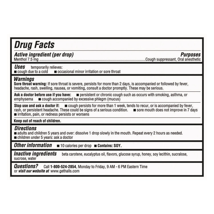 Triple Action Cough Drops, Honey-Lemon, 30/Bag, 12 Bags/Box