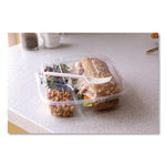 Renewable and Compostable Clear Clamshell Hinged Food Containers, 3 Compartments, 8 x 8 x 3, Plastic, 80/Pack, 2 Packs/Carton