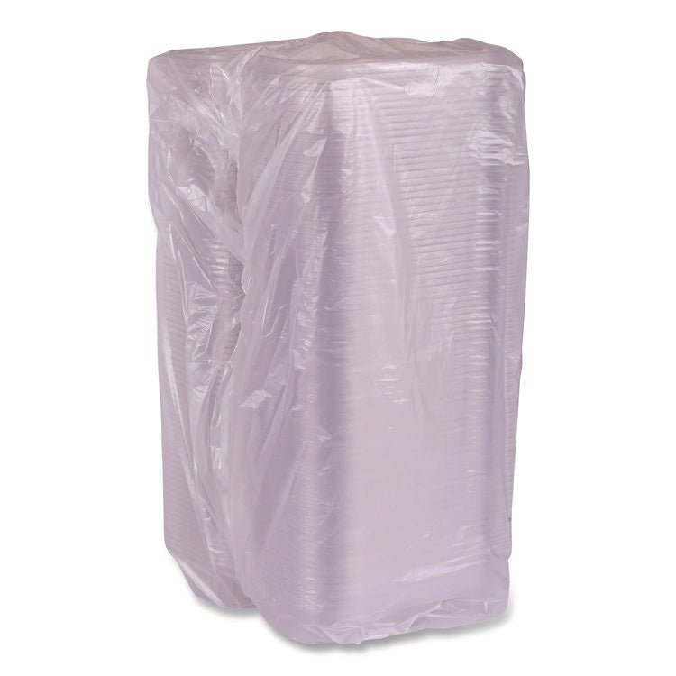 Renewable and Compostable Clear Clamshell Hinged Food Containers, 9 x 6 x 3, Plastic, 80/Pack, 3 Packs/Carton