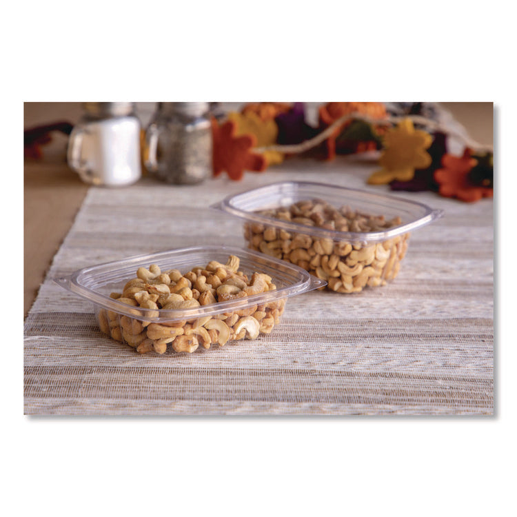 Renewable and Compostable Rectangular Deli Containers with Lid, 12 oz, 2 x 4 x 2, Clear, Plastic, 100/Pack, 3 Packs/Carton