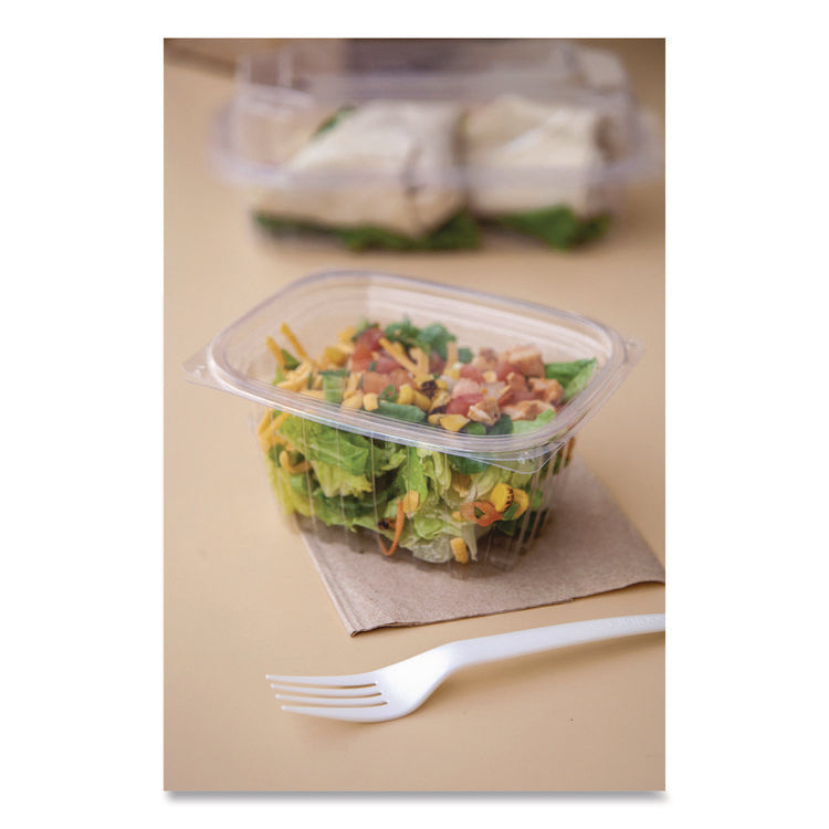 Renewable and Compostable Rectangular Deli Containers with Lid, 16 oz, 3 x 4 x 3, Clear, Plastic, 100/Pack, 3 Packs/Carton