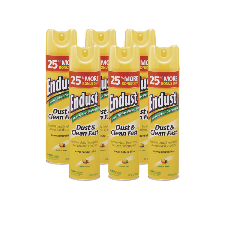 Endust Multi-Surface Dusting And Cleaning Spray, Lemon Zest, 12.5 Oz Aerosol Spray, 6/carton