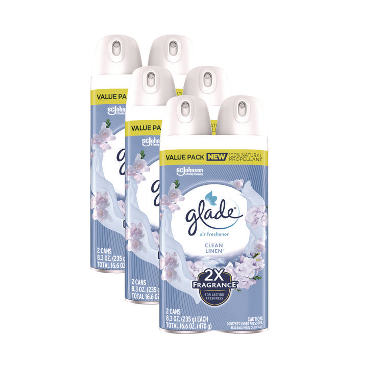 Air Freshener, Clean Linen Scent, 8.3 oz, 2/Pack, 3Packs/Carton