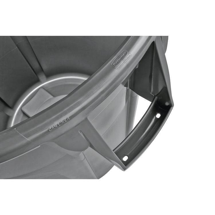 Vented Round Brute Container, 10 gal, Plastic, Gray