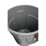 Vented Round Brute Container, 10 gal, Plastic, Gray