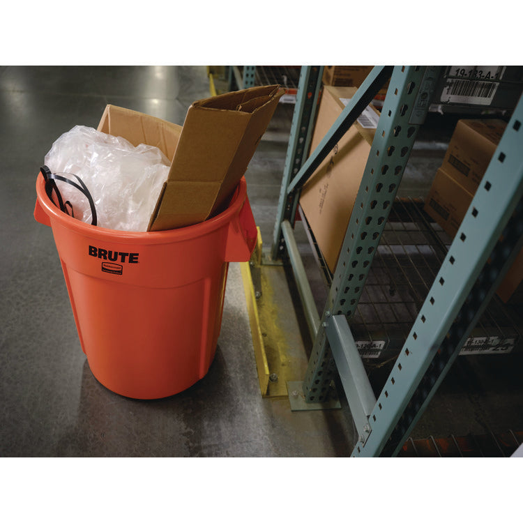 Brute Round Container, 44 gal, Plastic, Orange