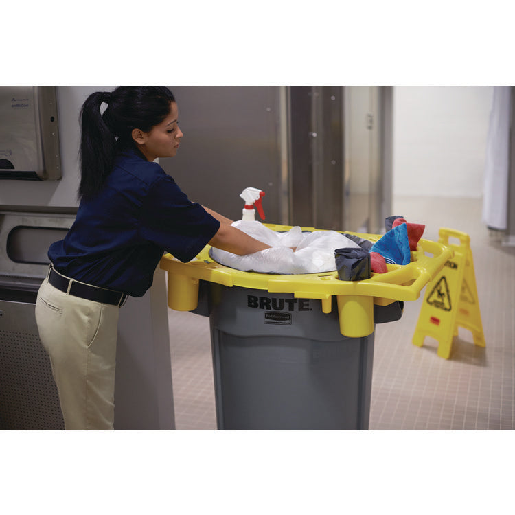 BRUTE Standard Brute Rim Caddy, Four Compartments, Fits 32.5" Diameter Cans, 26.5 x 6.75, Yellow