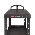 Heavy-Duty Utility Cart with Flat Shelves, Plastic, 2 Shelves, 500 lb Capacity, 25.25" x 54" x 36", Black