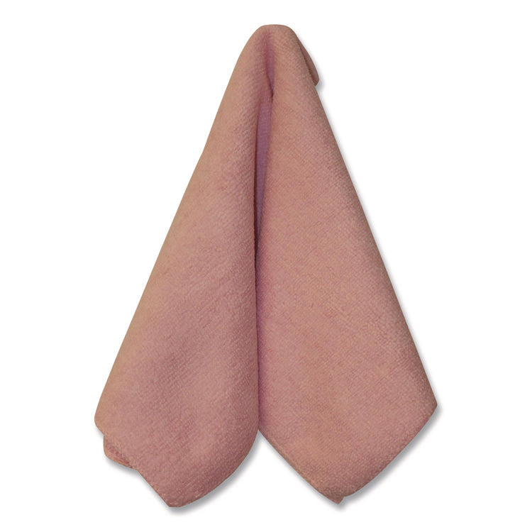 Premium Weight Microfiber Dry Cloths, 16 X 16, Pink, 12/pack