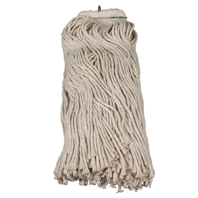 Layflat Regular Screw-Type Mop Head, Cotton, 24 Oz, 1" Headband, White