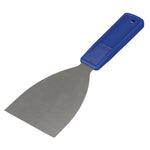Putty Knife, 3" Wide, Stainless Steel Blade, Blue Polypropylene Handle