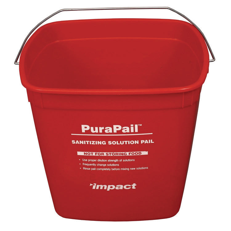 Purapail Sanitizing Bucket, 6 Qt, Polyethylene, Red