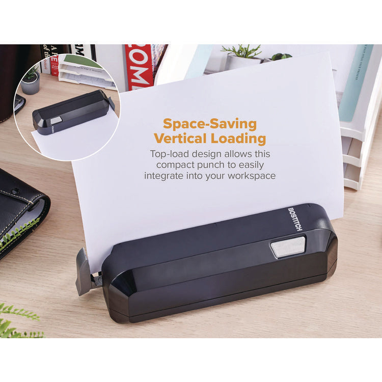 20-Sheet Electric Three-Hole Punch, 9/32" Holes, Black