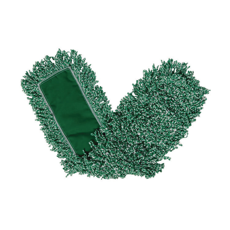 Microfiber Looped-End Dust Mop Heads, 48 x 5, Green, 12/Carton