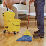 Super Stitch Blend Mop Head, Cotton/Synthetic, Large, 1" Red Headband, Blue, 6/Carton