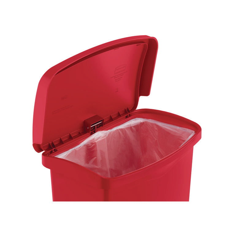 Streamline Resin Step-On Container, Front Step Style, 8 gal, Polyethylene, Red