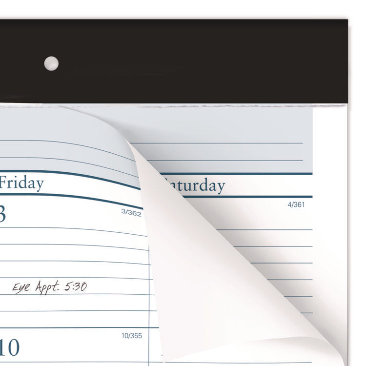 Desk Pad, 21.75 x 17, White Sheets, Black Binding, Clear Corners, 12-Month (Jan to Dec): 2025