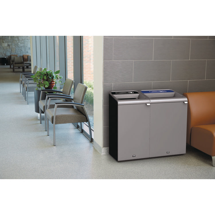 Configure Indoor Recycling Waste Receptacle, Landfill, 23 gal, Metal, Gray