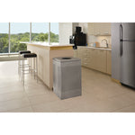 Designer Line Silhouettes Waste Receptacle, 20 gal, Steel, Silver Metallic
