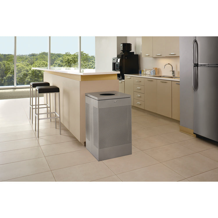 Designer Line Silhouettes Waste Receptacle, 20 gal, Steel, Silver Metallic
