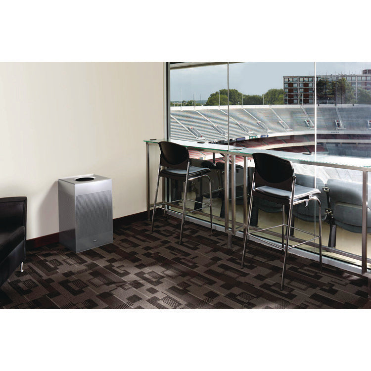 Designer Line Silhouettes Waste Receptacle, 20 gal, Steel, Silver Metallic