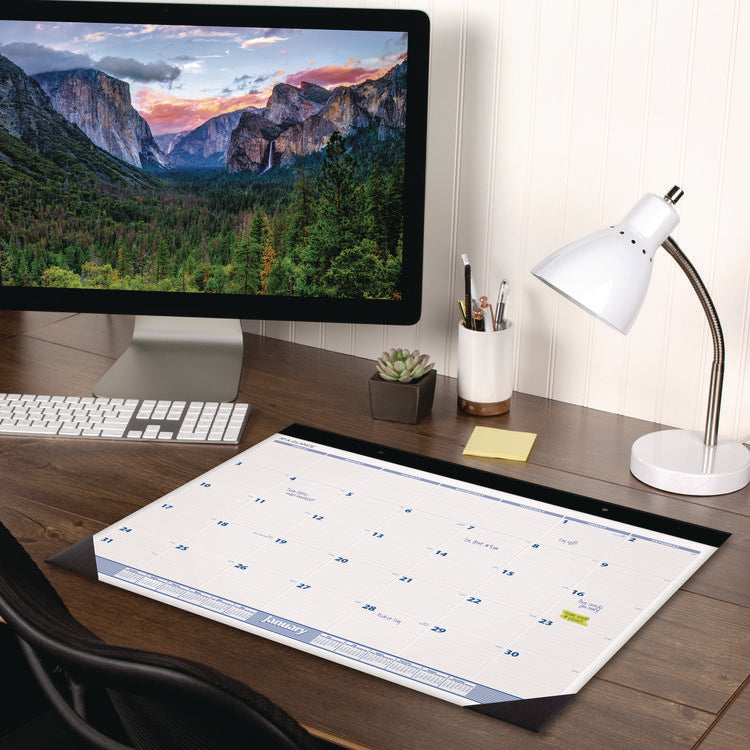 Desk Pad, 24 x 19, White Sheets, Black Binding, Black Corners, 12-Month (Jan to Dec): 2025