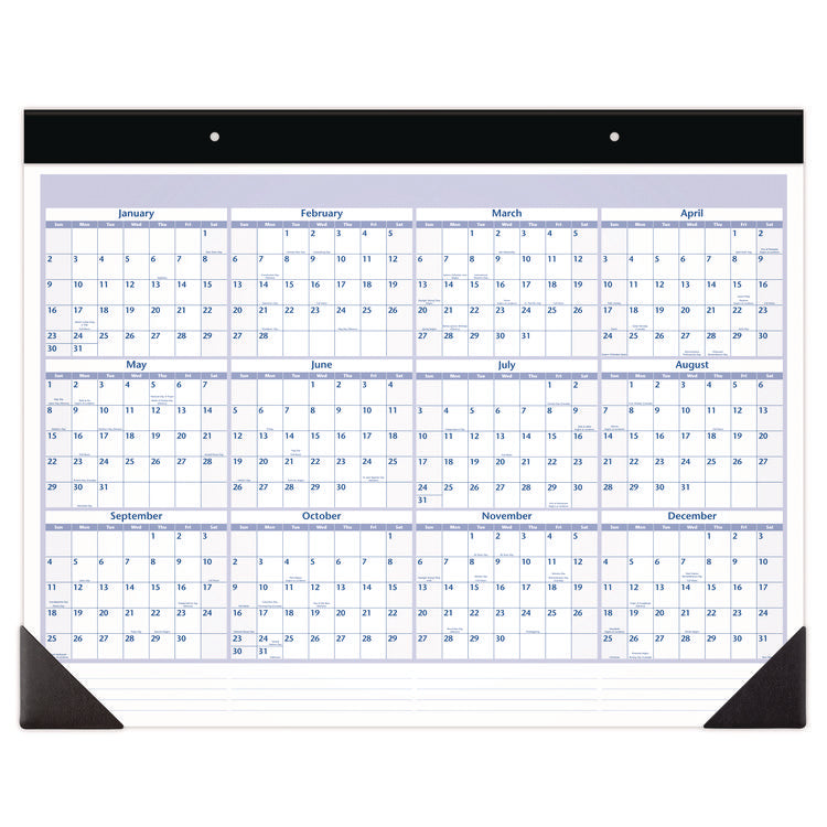Desk Pad, 24 x 19, White Sheets, Black Binding, Black Corners, 12-Month (Jan to Dec): 2025