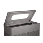 Designer Line Silhouettes Waste Receptacle, 22.5 gal, Steel, Silver Metallic