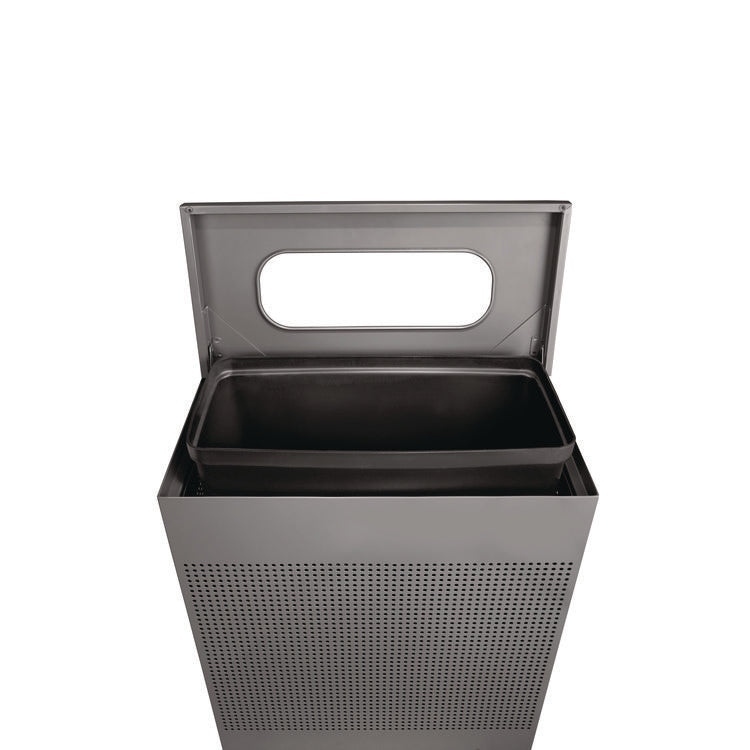 Designer Line Silhouettes Waste Receptacle, 22.5 gal, Steel, Silver Metallic