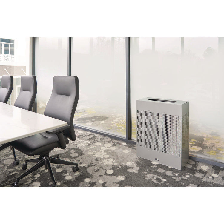 Designer Line Silhouettes Waste Receptacle, 22.5 gal, Steel, Silver Metallic