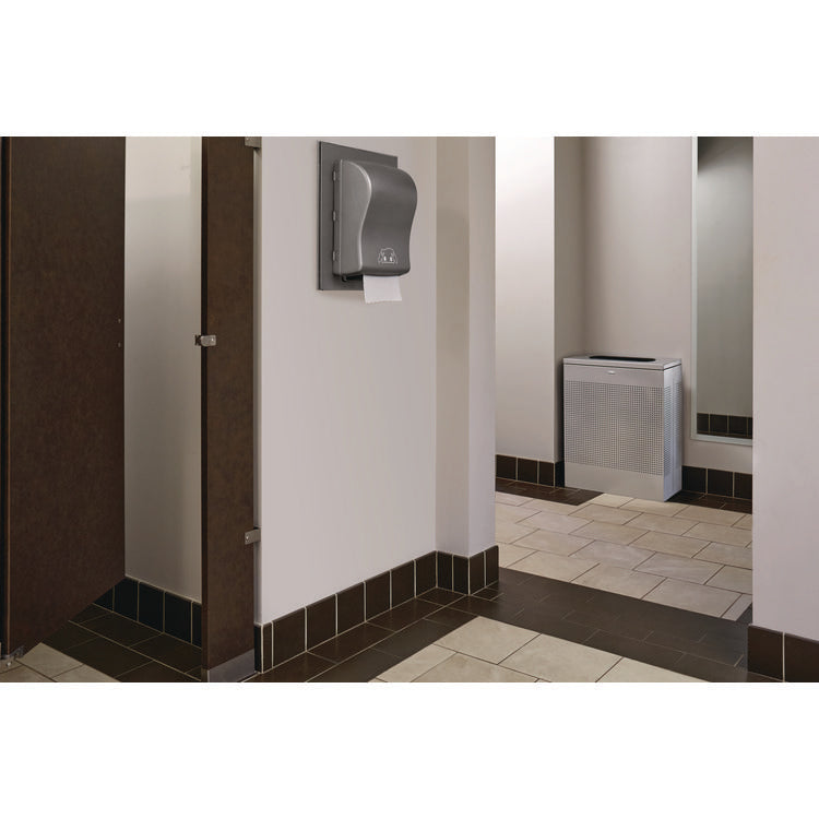 Designer Line Silhouettes Waste Receptacle, 22.5 gal, Steel, Silver Metallic