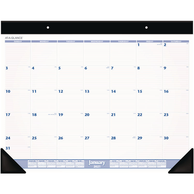 Desk Pad, 24 x 19, White Sheets, Black Binding, Black Corners, 12-Month (Jan to Dec): 2025