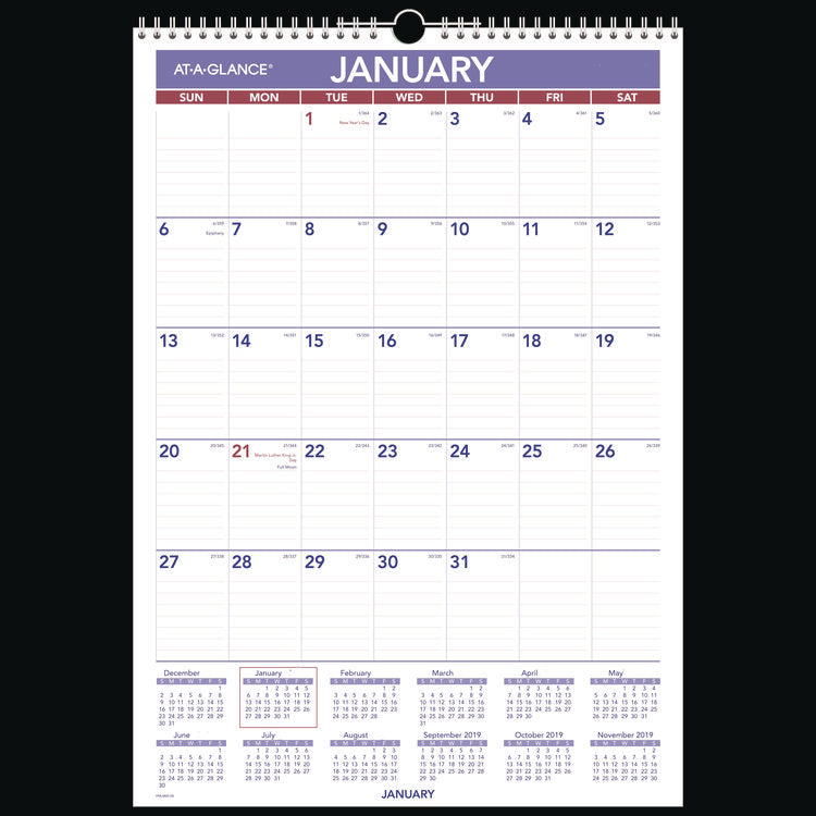 Erasable Wall Calendar, 12 x 17, White Sheets, 12-Month (Jan to Dec): 2025