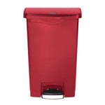 Streamline Resin Step-On Container, Front Step Style, 8 gal, Polyethylene, Red