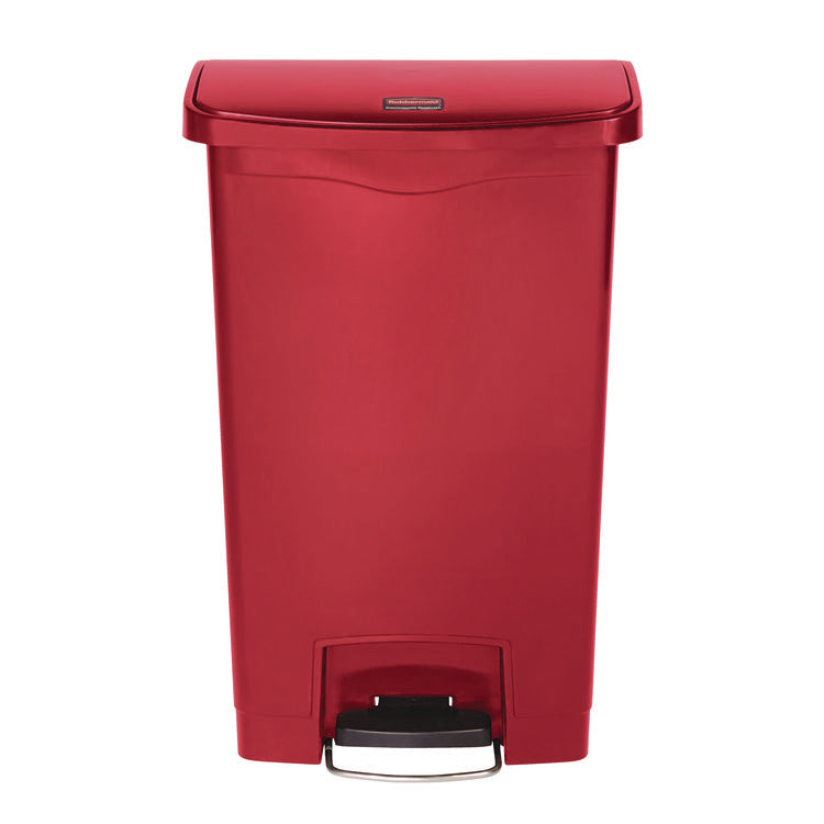 Streamline Resin Step-On Container, Front Step Style, 8 gal, Polyethylene, Red