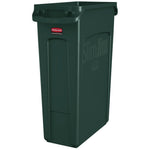 Slim Jim Plastic Recycling Container with Venting Channels, 23 gal, Plastic, Green