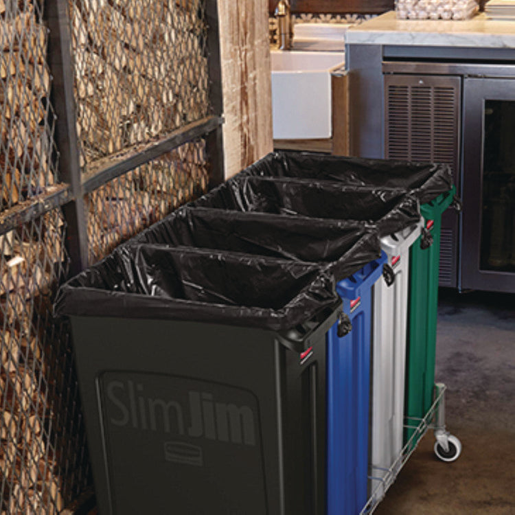 Slim Jim Plastic Recycling Container with Venting Channels, 23 gal, Plastic, Green