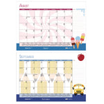 Academic Year Recycled Desk Pad Calendar, Illustrated Seasons Artwork, 22 x 17, Black Binding, 12-Month (July-June):2025-2026
