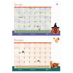 Academic Year Recycled Desk Pad Calendar, Illustrated Seasons Artwork, 22 x 17, Black Binding, 12-Month (July-June):2025-2026