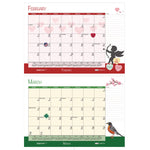 Academic Year Recycled Desk Pad Calendar, Illustrated Seasons Artwork, 22 x 17, Black Binding, 12-Month (July-June):2025-2026