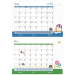 Academic Year Recycled Desk Pad Calendar, Illustrated Seasons Artwork, 22 x 17, Black Binding, 12-Month (July-June):2025-2026