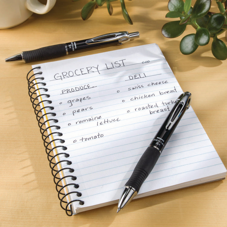 Sarasa Dry X10 Gel Pen, Retractable, Medium 0.7 mm, Black Ink, Black/Silver Barrel, 12/Pack