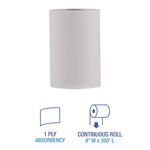 Hardwound Paper Towels, Nonperforated, 1-Ply, 8" x 350 ft, White, 12 Rolls/Carton
