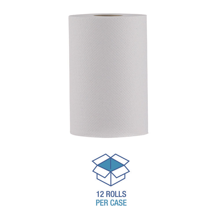 Hardwound Paper Towels, Nonperforated, 1-Ply, 8" x 350 ft, White, 12 Rolls/Carton