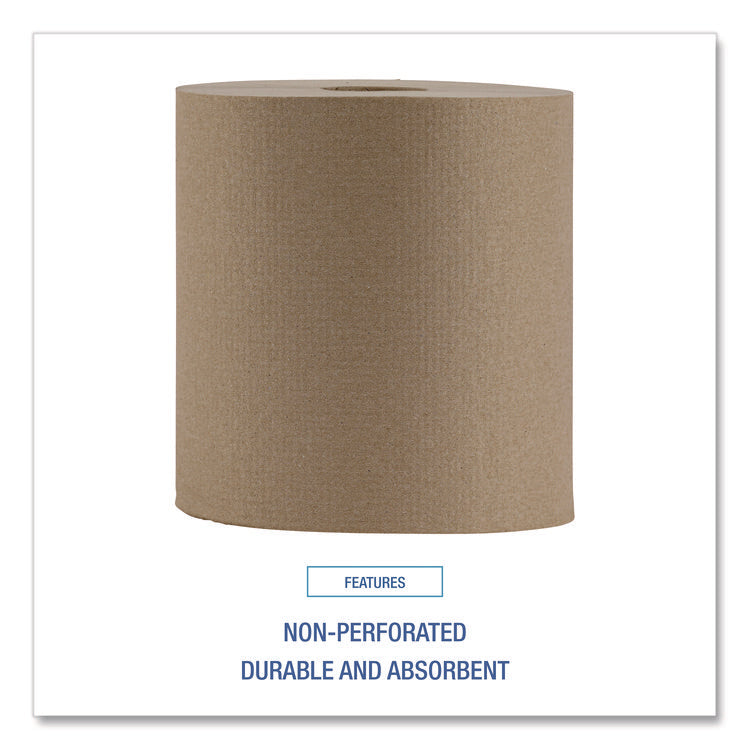 Hardwound Paper Towels, Nonperforated, 1-Ply, 8" x 800 ft, Natural, 6 Rolls/Carton