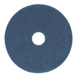 Scrubbing Floor Pads, 14" Diameter, Blue, 5/carton
